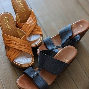 Lot of 2 Blue Rust Orange Wedges platforms
